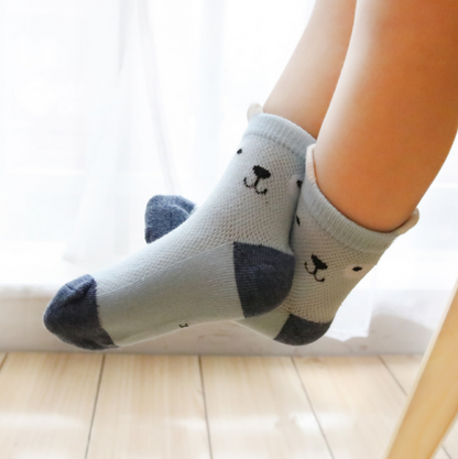 Children's Socks Pack of 5 Colors Breathable Summer Cotton Socks for Boys and Girls