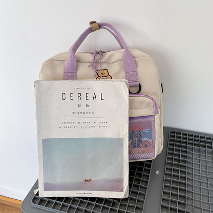 Embroidered Bear Soft Sister Portable Messenger Bag All-match Student School Bag