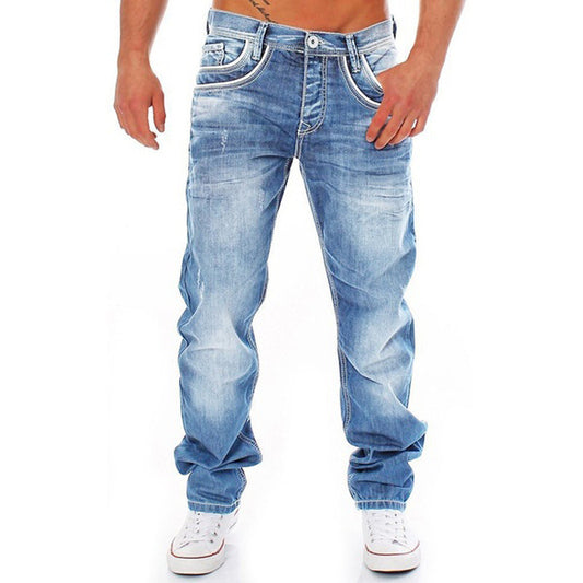 Cross-Border New Products European And American Casual Men's Casual Pants Amazon Wish Jeans Straight Trousers F7R281