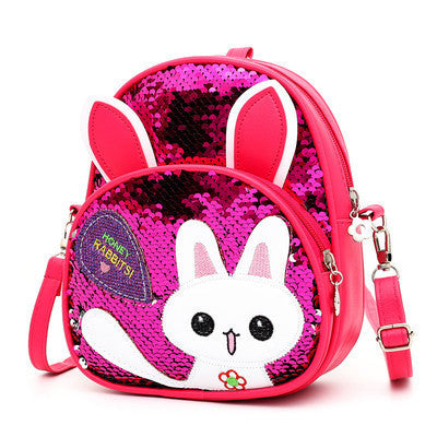 Children's Bags, Girls' Messenger Bags, Girls, Cute Bunny, Sequined One-shoulder Backpack