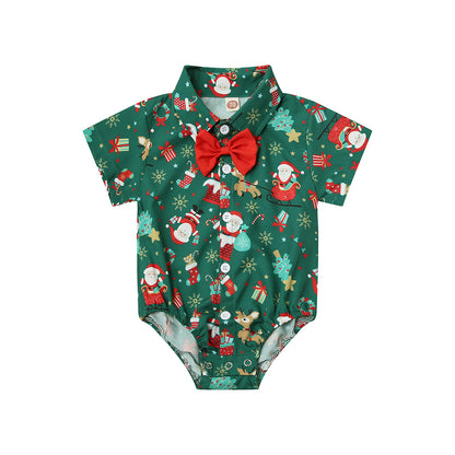 Christmas Baby Green Wine Red Triangle Rompers