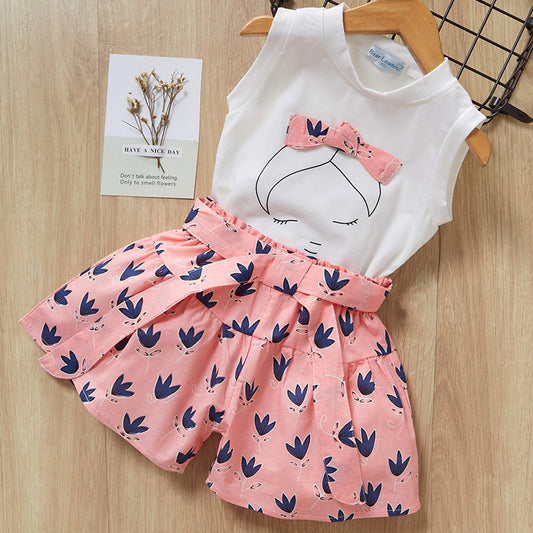 Ruffle top + wide-leg pants children suit