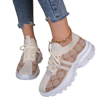 Women's Breathable Canvas Sneakers Mesh Lace Up Flat Shoes Fashion Casual Lightweight Running Sports Shoes