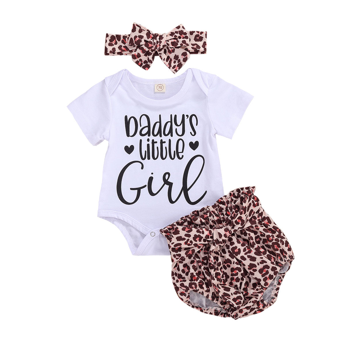 Children's Stiletto Top And Printed Shorts Free Bow Headband