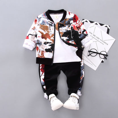 Boys Handsome Autumn And Winter Clothes Three-Piece Kid Clothes