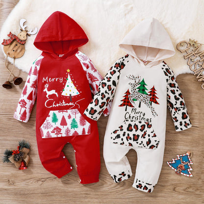 Children's Clothing Christmas New Long-sleeved Hooded One-piece Long Climbing Children's Clothing