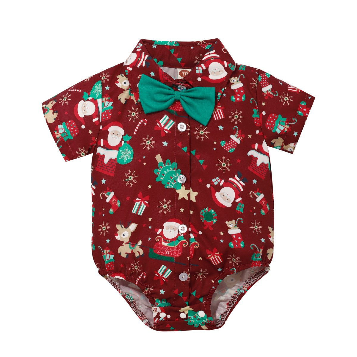 Christmas Baby Green Wine Red Triangle Rompers