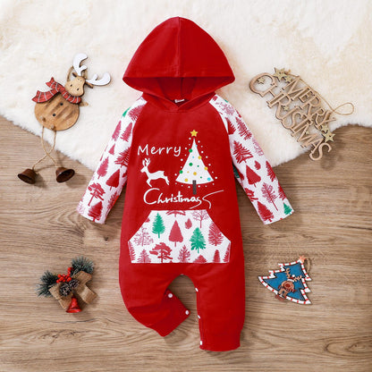 Children's Clothing Christmas New Long-sleeved Hooded One-piece Long Climbing Children's Clothing
